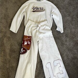 49ers White Lounge Set with Graphics purdy